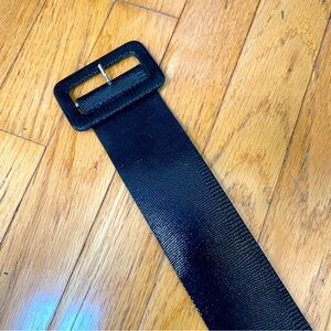 Women's Black Vintage Wide Crocodile Effect Belt